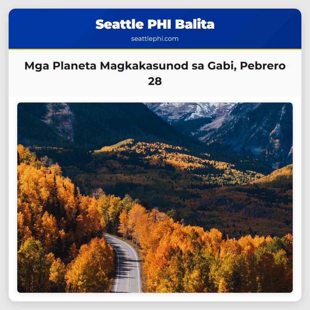 Mga Planeta Magkakasunod sa Gabi, Pebrero 28