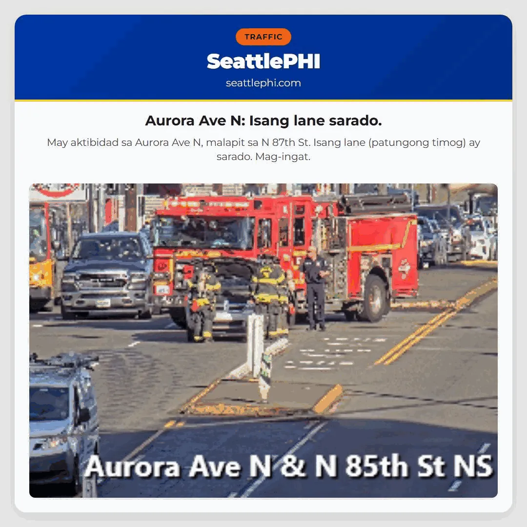 Aurora Ave N: Isang lane sarado.