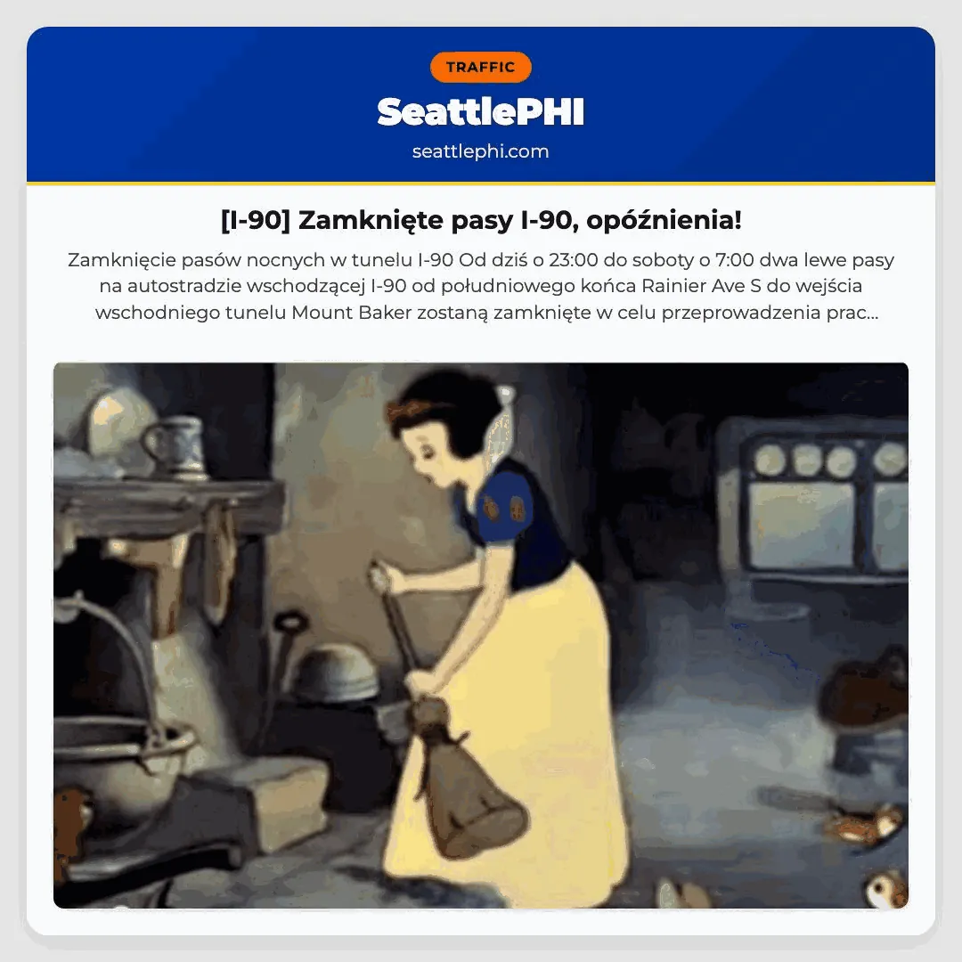 [I-90] Zamknięte pasy I-90, opóźnienia!