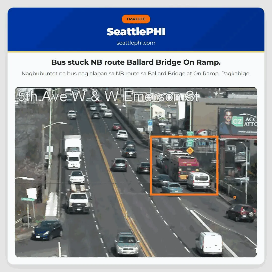 Bus stuck NB route Ballard Bridge On Ramp.