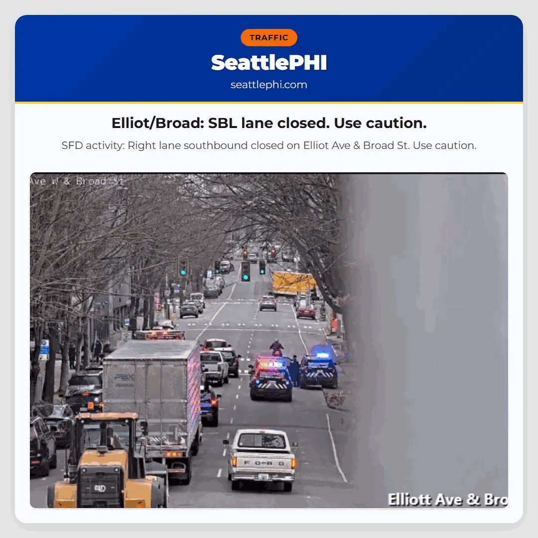 Elliot/Broad: SBL lane closed. Use caution.