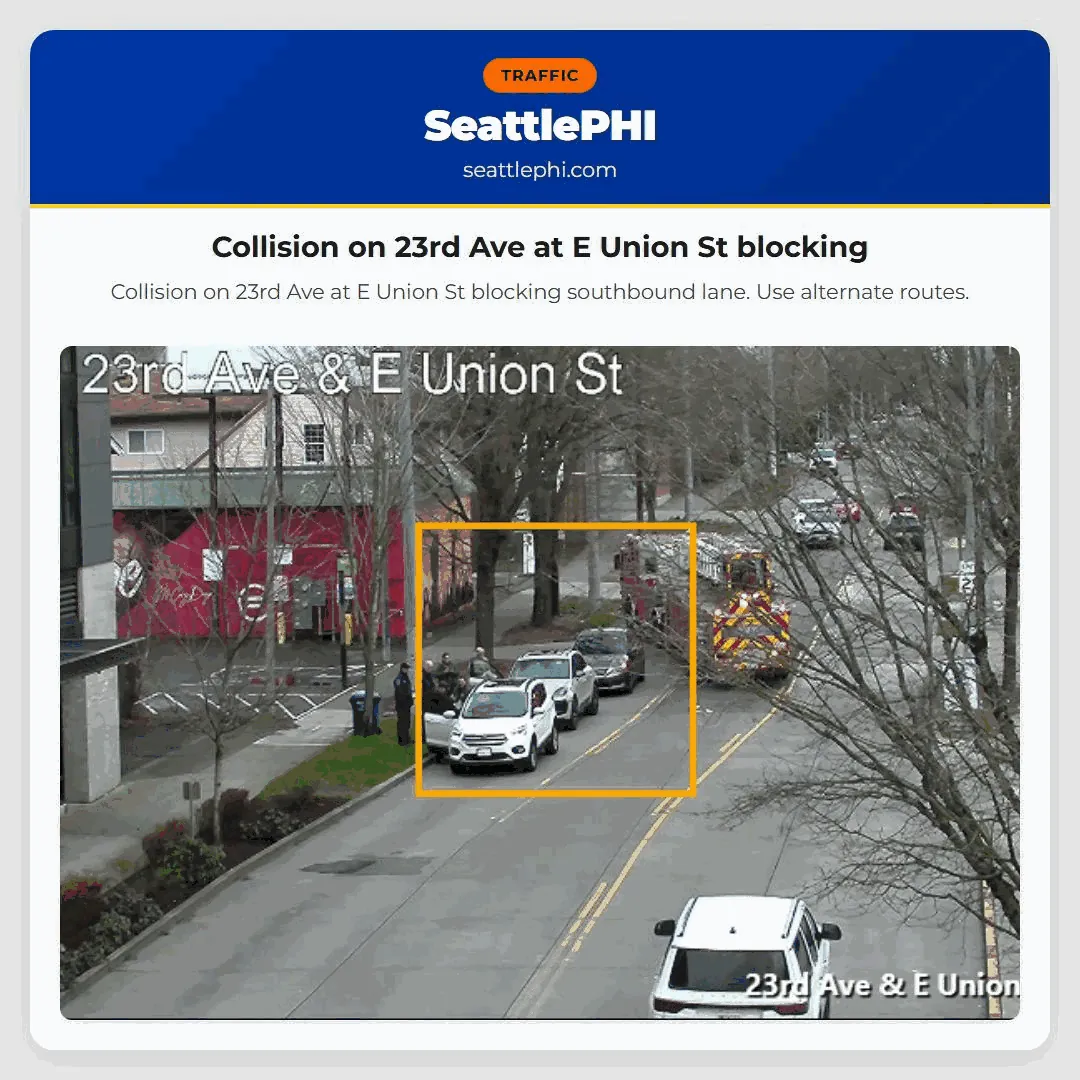 Collision on 23rd Ave at E Union St blocking