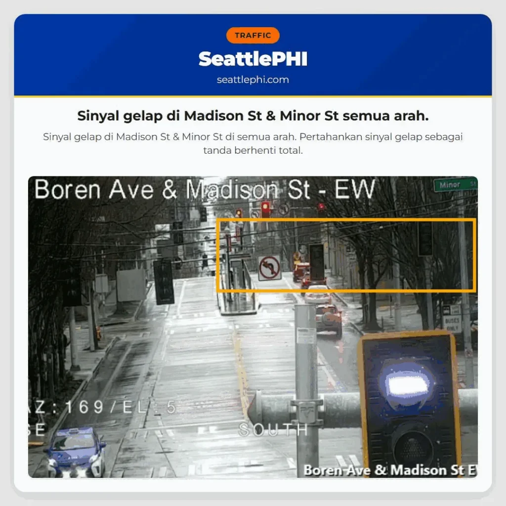 Sinyal gelap di Madison St & Minor St semua arah.