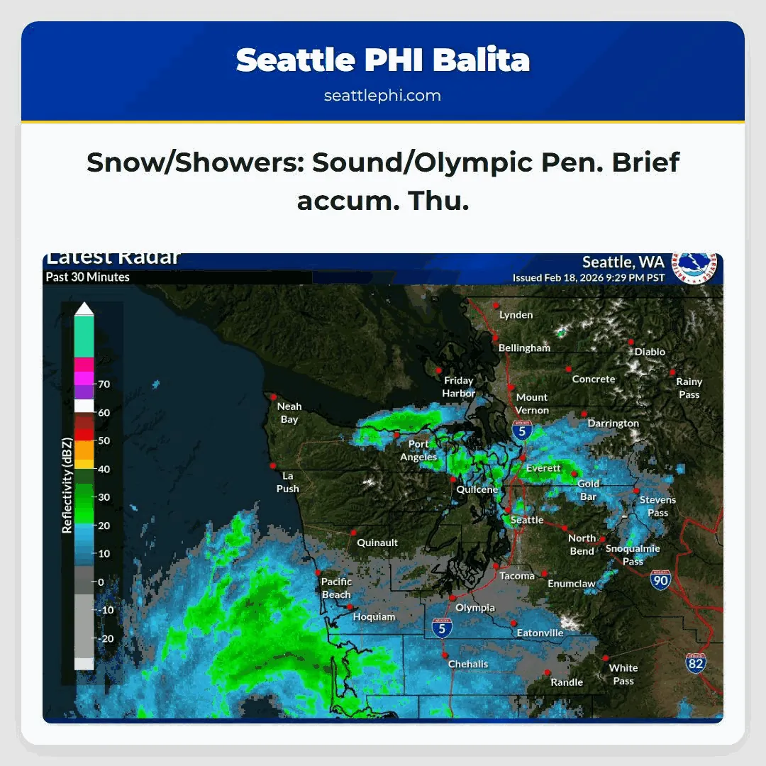 Snow/Showers: Sound/Olympic Pen. Brief accum. Thu.