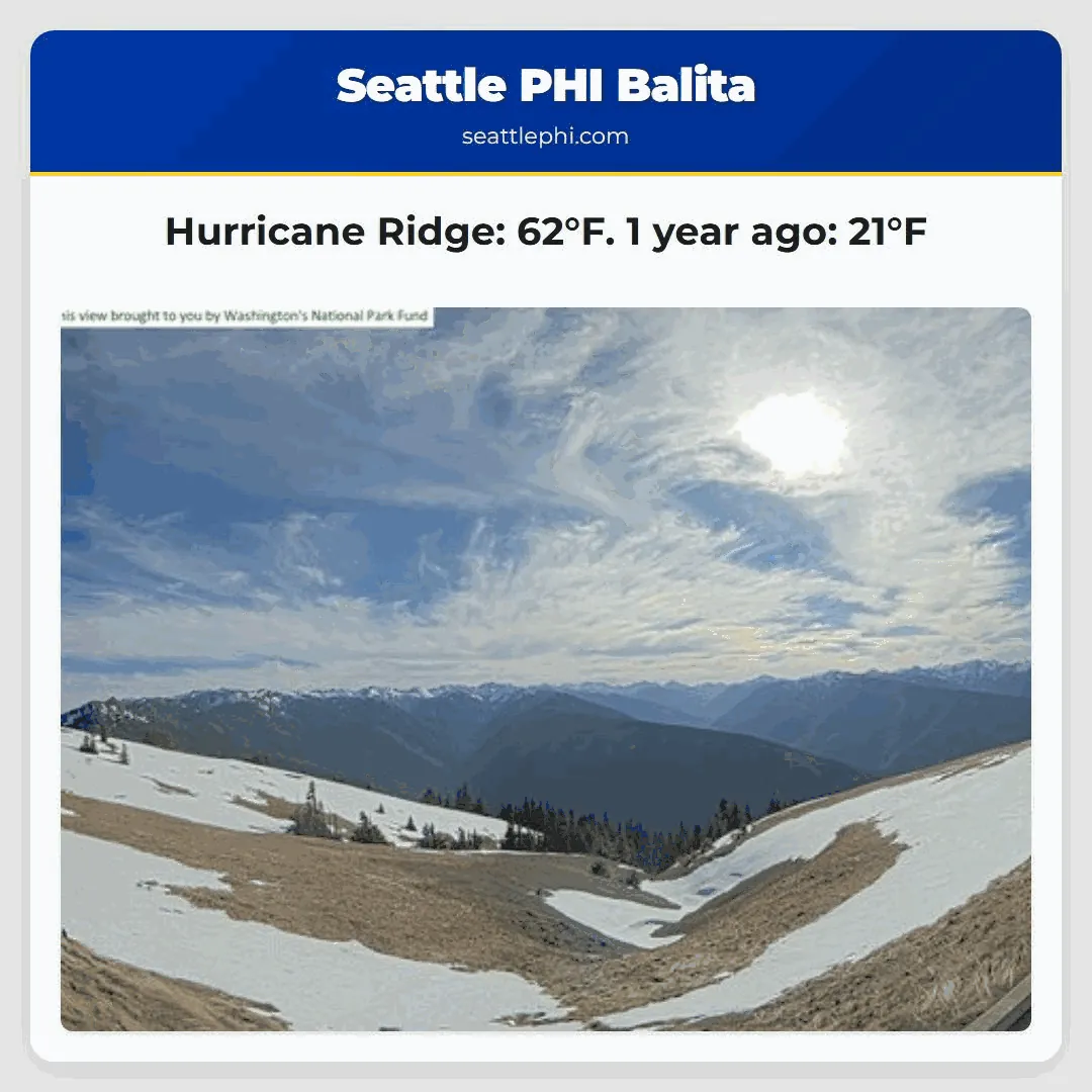 Hurricane Ridge: 62°F. 1 year ago: 21°F