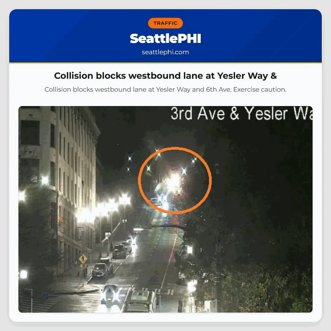 Collision blocks westbound lane at Yesler Way &