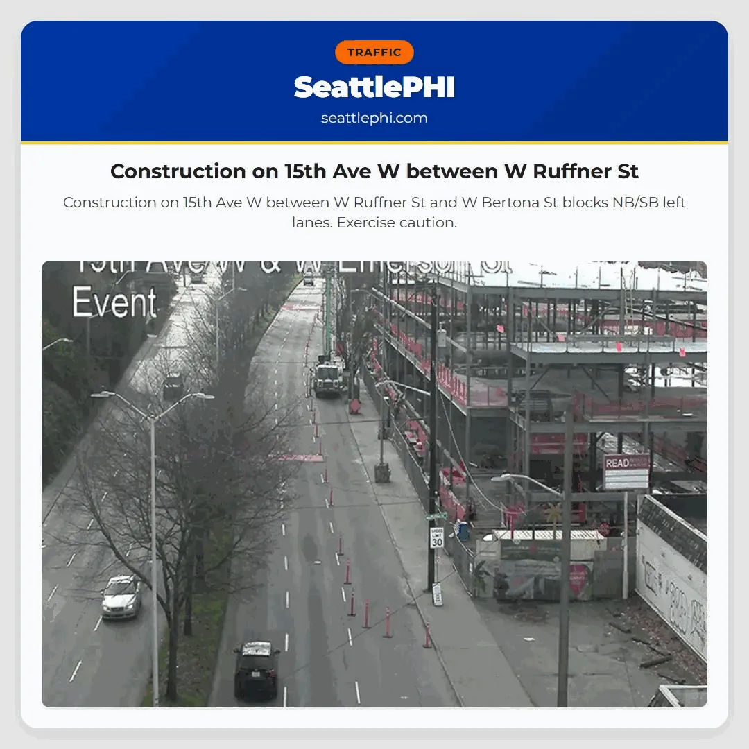 Construction on 15th Ave W between W Ruffner St