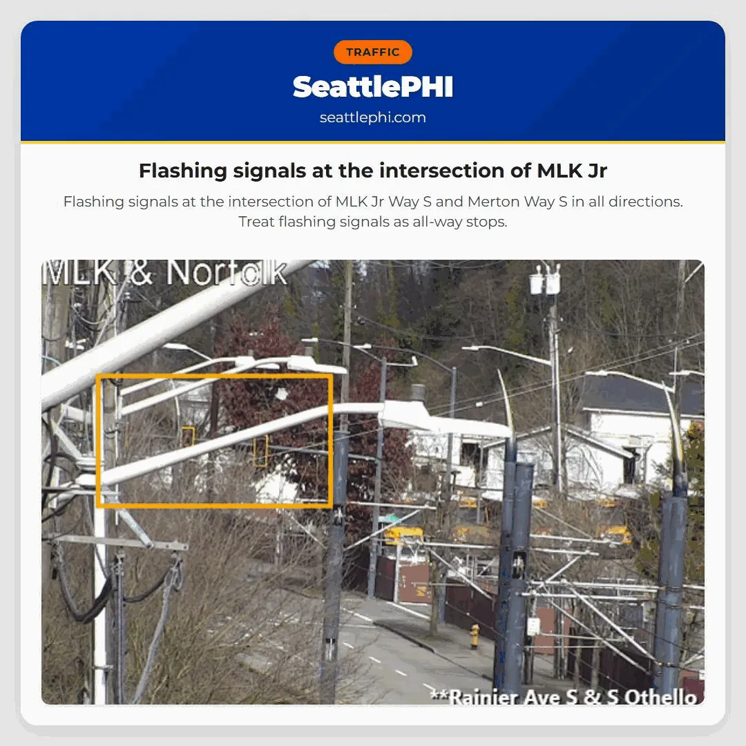 Flashing signals at the intersection of MLK Jr