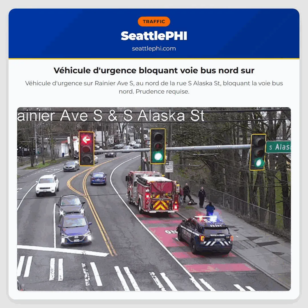 Véhicule d'urgence bloquant voie bus nord sur