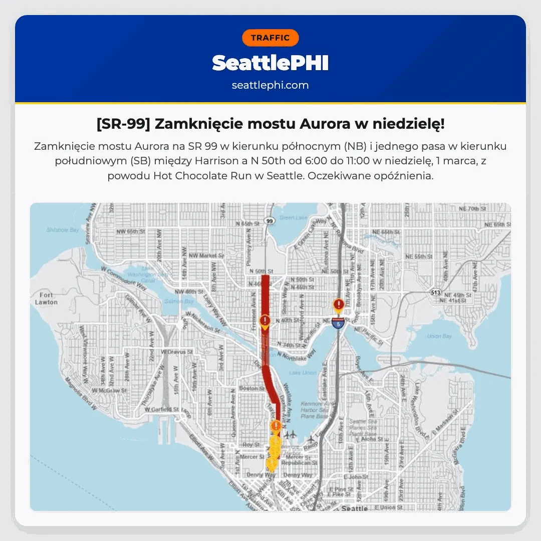 [SR-99] Zamknięcie mostu Aurora w niedzielę!