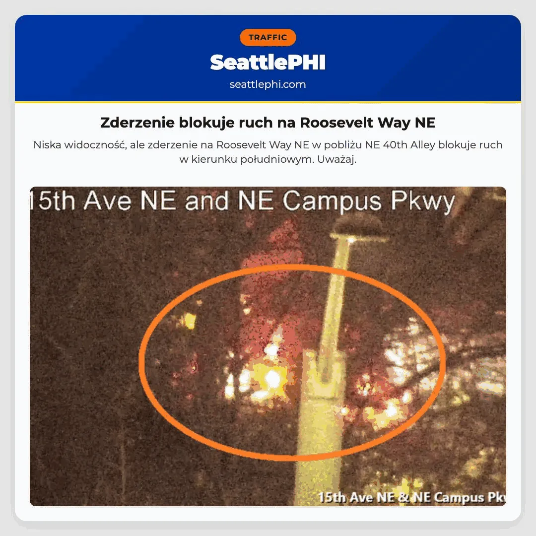 Zderzenie blokuje ruch na Roosevelt Way NE