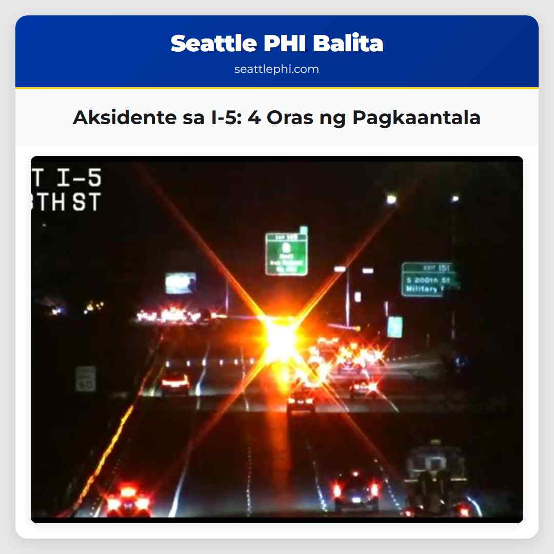 Aksidente sa I-5 4 Oras ng Pagkaantala sa Trapiko
