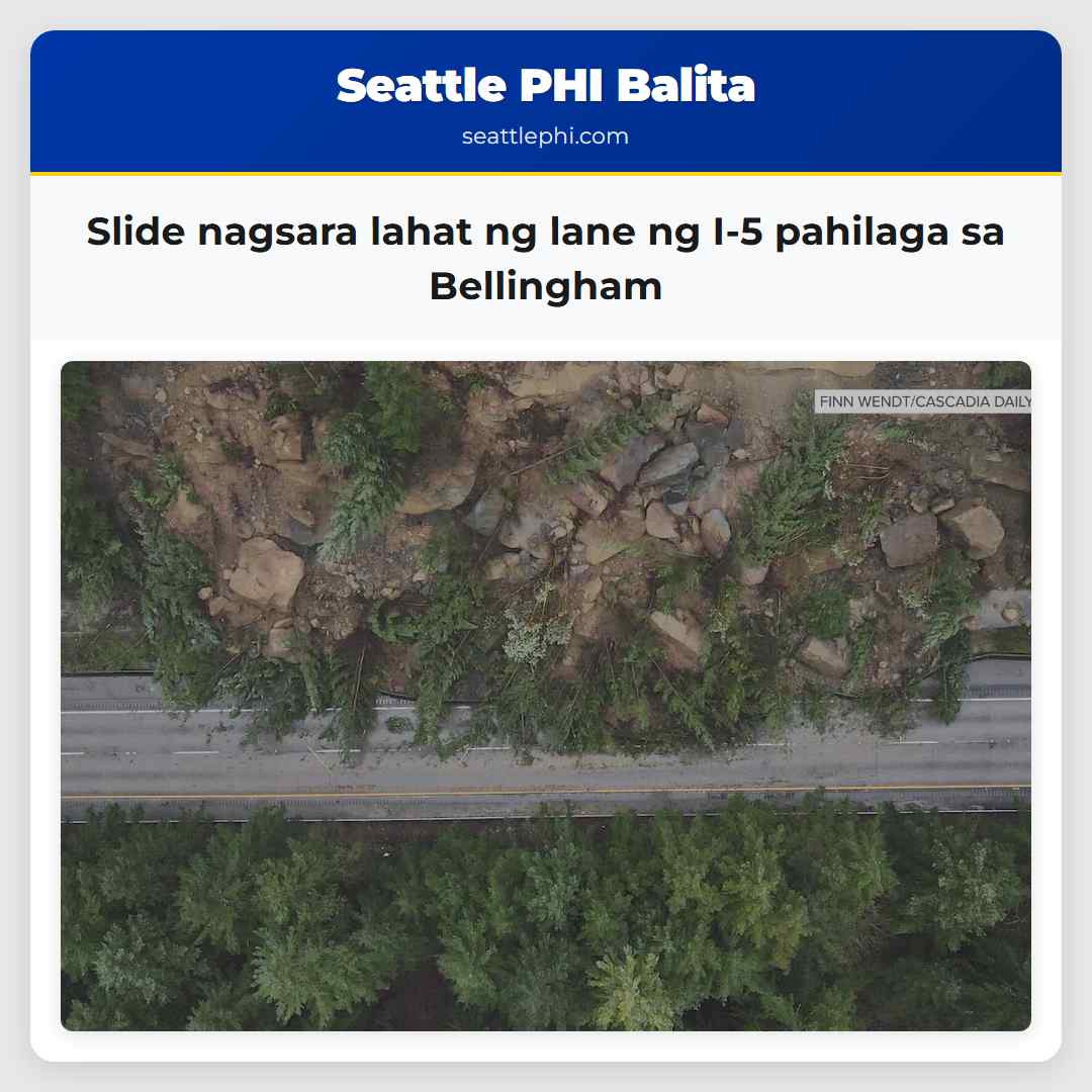 Slide nagsara lahat ng lane ng I-5 pahilaga sa