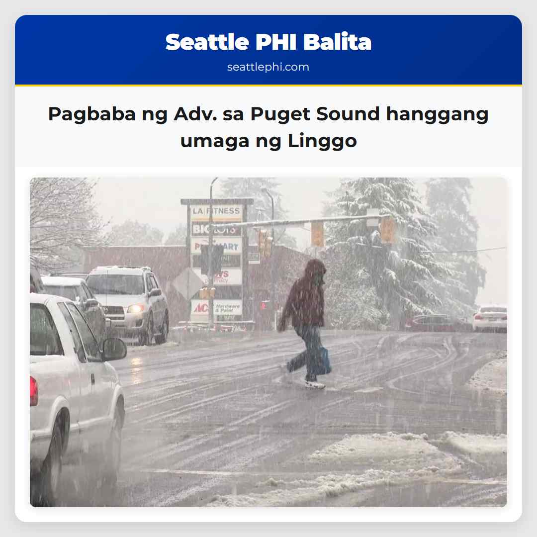 Pamamahala ng Panahon Pagbaba ng Adv. sa mga Bundok ng Puget Sound hanggang umaga ng Linggo