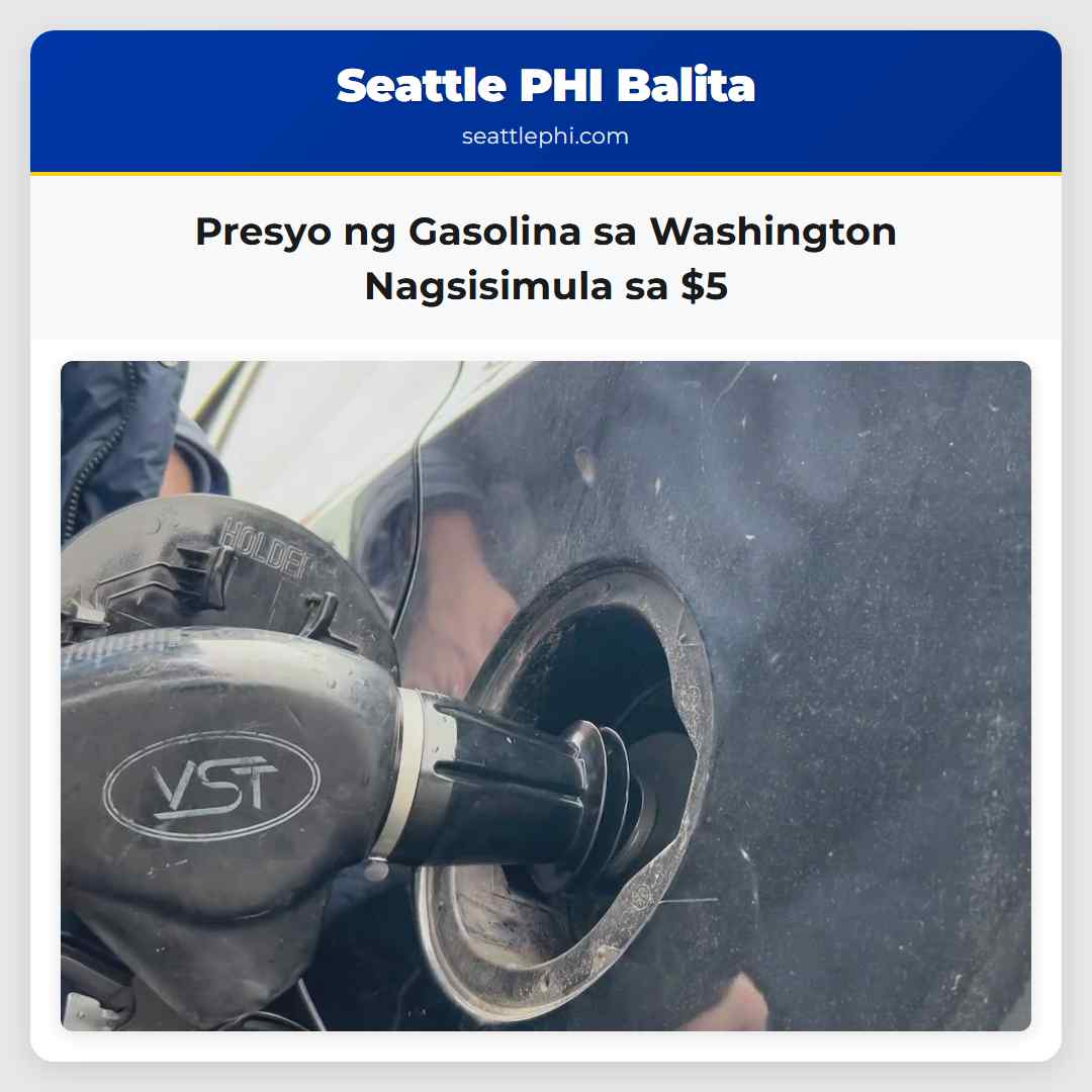 Presyo ng Gasolina sa Washington Nagsisimula sa $5