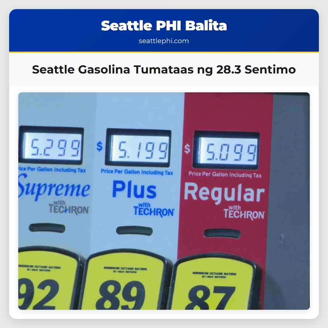 Seattle Gasolina Tumataas ng 28.3 Sentimo