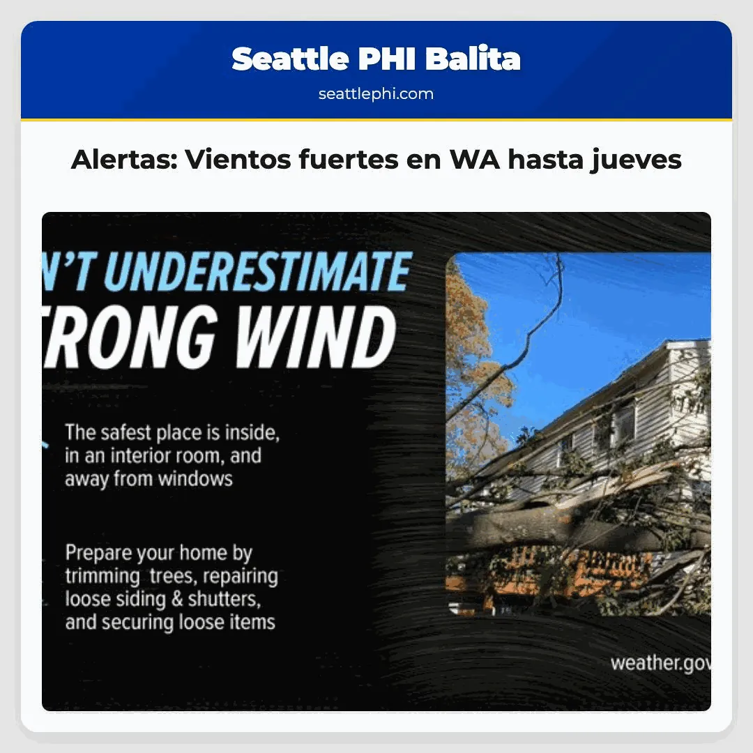 Alertas: Vientos fuertes en WA hasta jueves