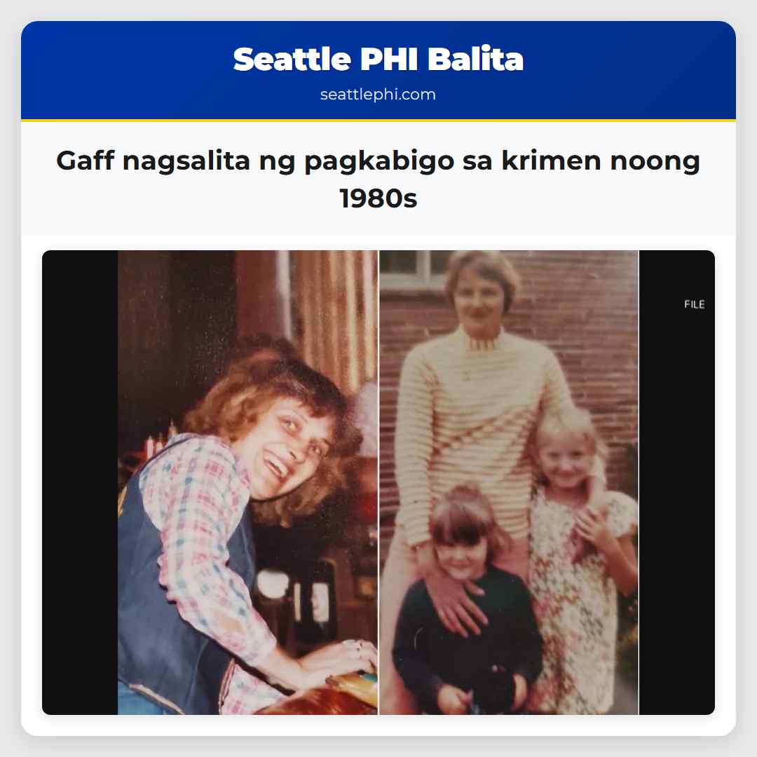 Gaff nagsalita ng pagkabigo sa krimen noong 1980s