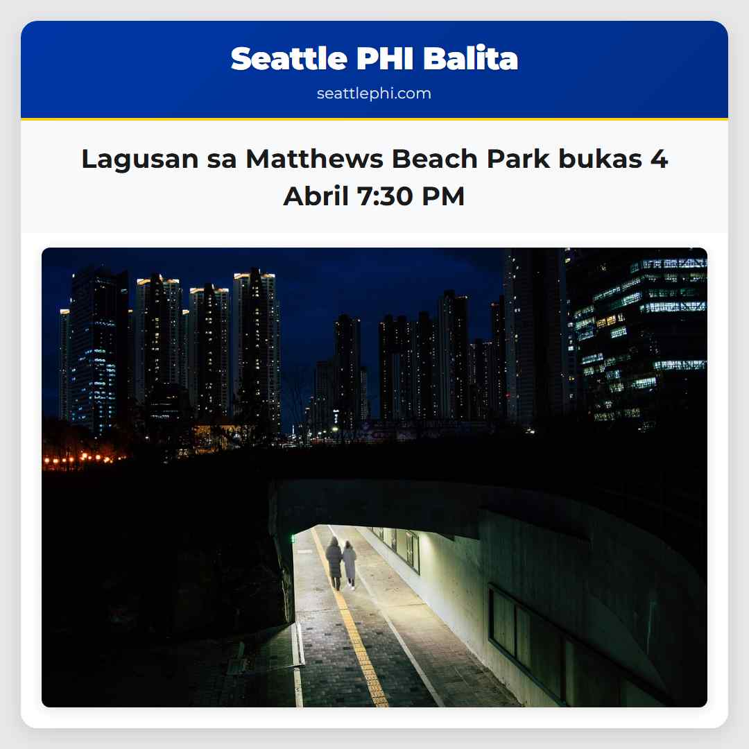 Lagusan sa Matthews Beach Park bukas 4 Abril 7:30