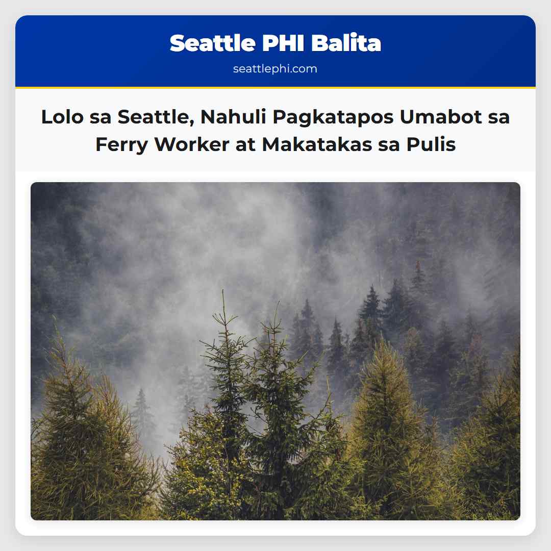 Lolo sa Seattle Nahuli Pagkatapos Umabot sa Ferry Worker at Makatakas sa Pulis