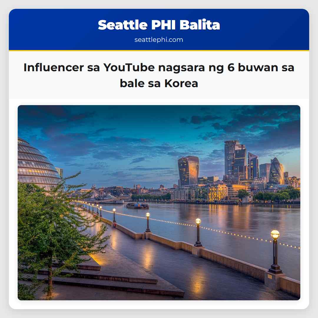 Influencer sa YouTube nagsara ng 6 buwan sa bale sa Korea