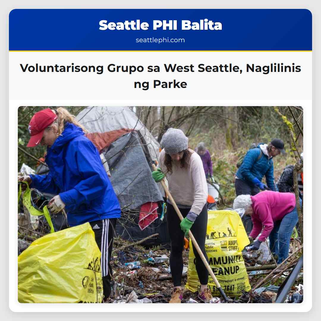 Voluntarisong Grupo sa West Seattle Naglilinis ng Parke