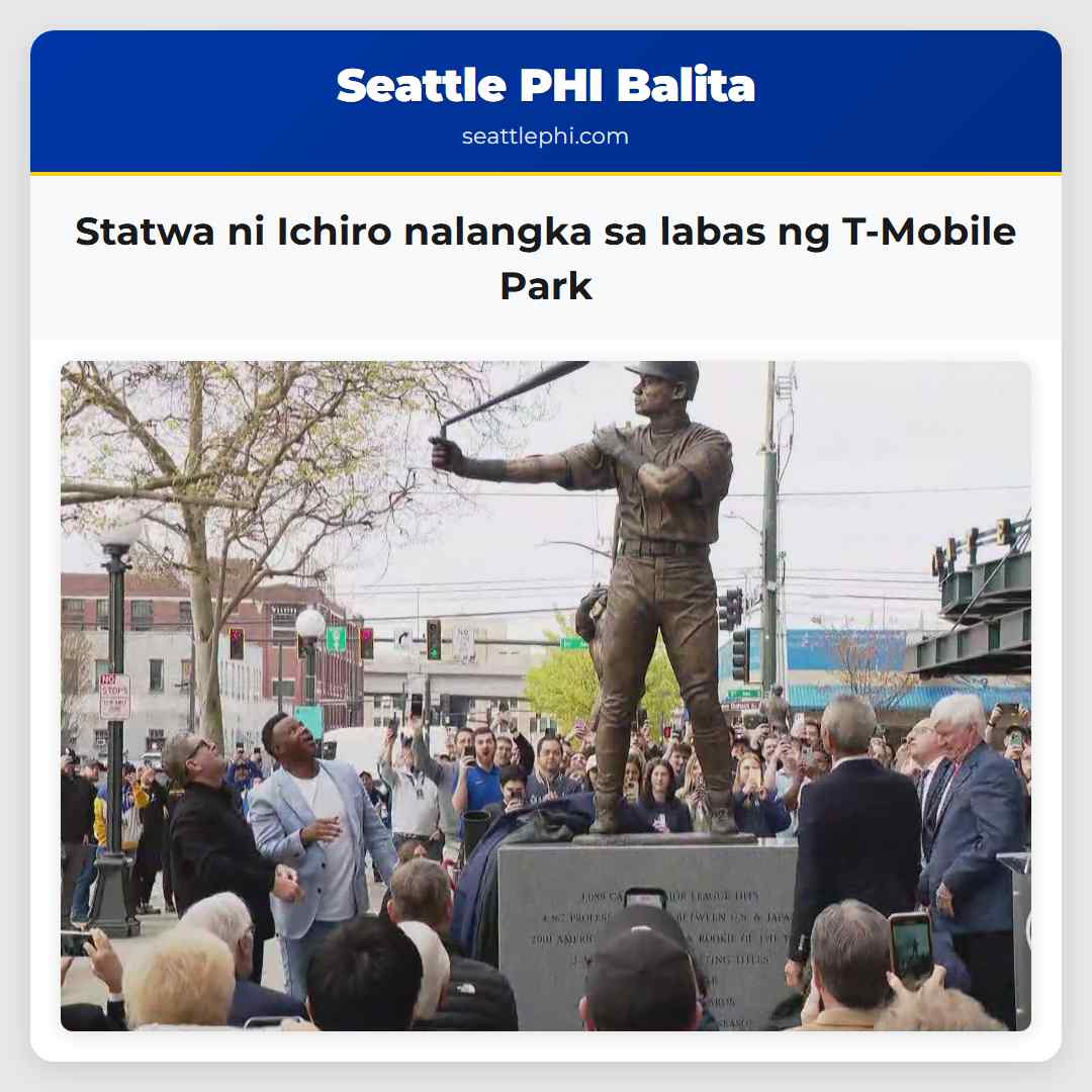 Statwa ni Ichiro nalangka sa labas ng T-Mobile