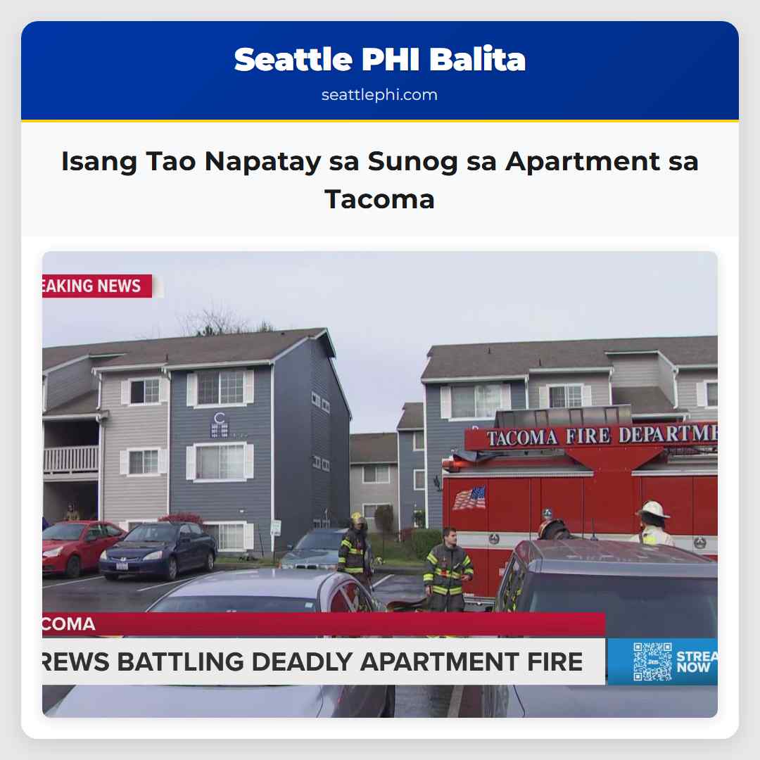 Isang Tao Napatay sa Sunog sa Apartment sa Tacoma