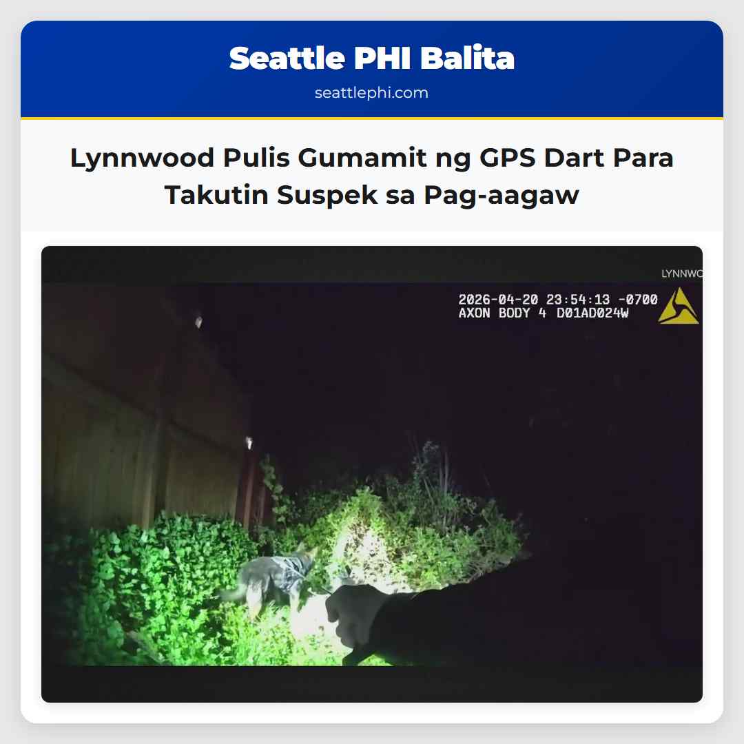 Lynnwood Pulis Gumamit ng GPS Dart Para Takutin Suspek sa Pag-aagaw