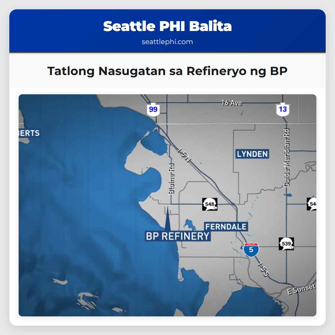 Tatlong Nasugatan sa Refineryo ng BP