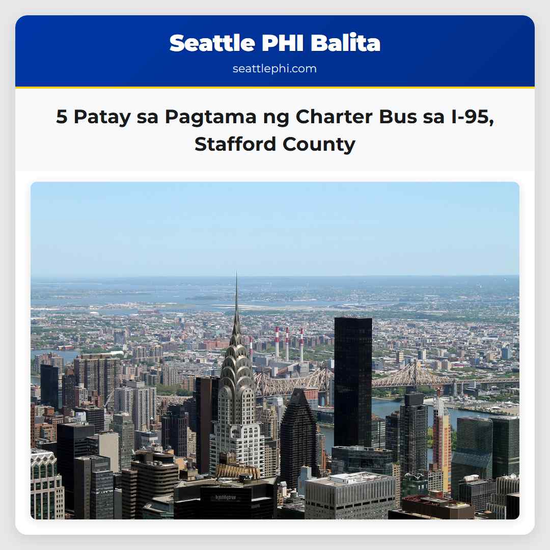 5 Patay sa Pagtama ng Charter Bus sa I-95 Stafford County