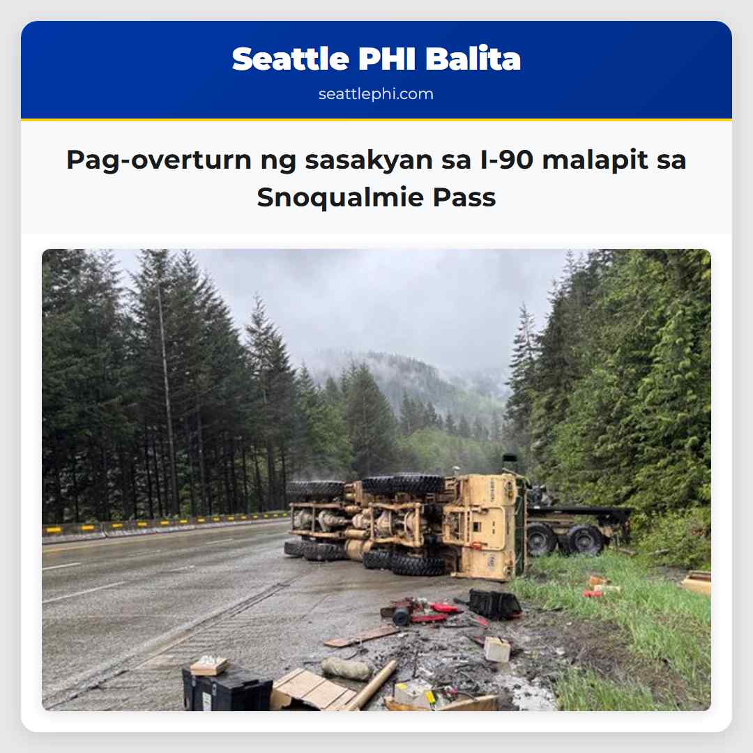 Pag-overturn ng sasakyan sa I-90 malapit sa Snoqualmie Pass