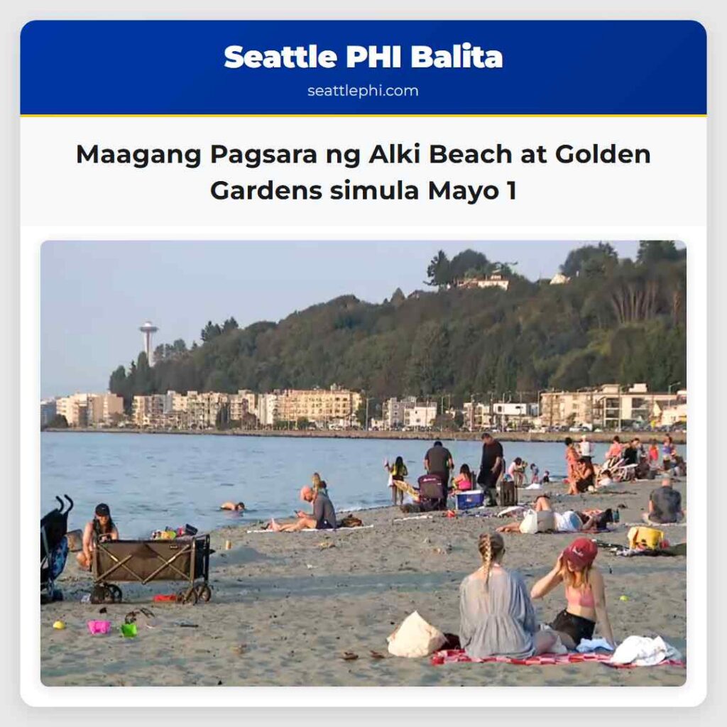 Maagang Pagsara ng Alki Beach at Golden Gardens