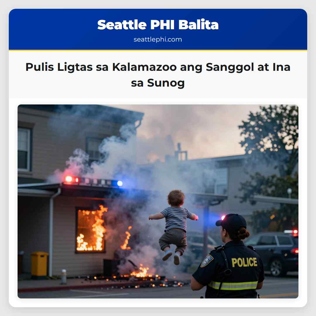 Pulis Ligtas sa Kalamazoo ang Sanggol at Ina sa Sunog