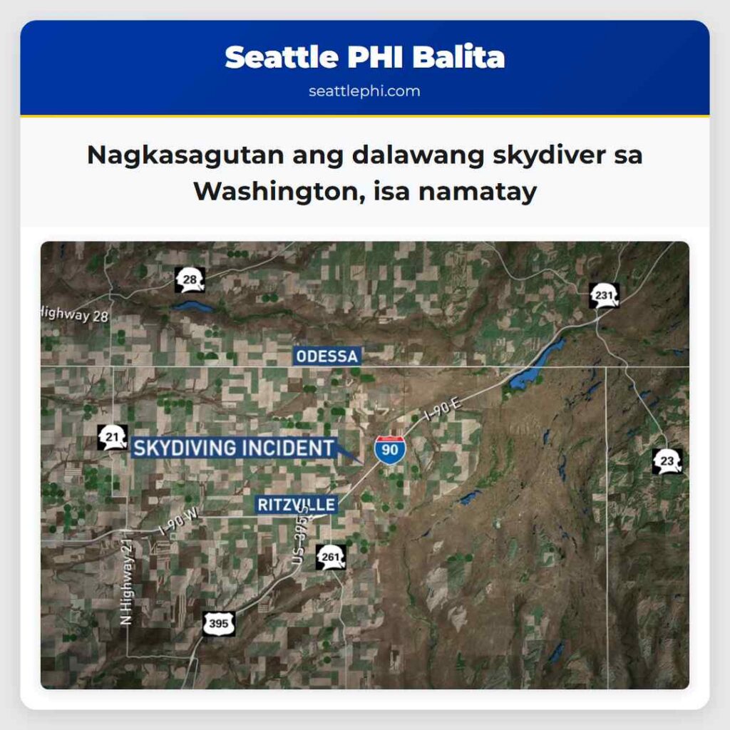 Nagkasagutan ang dalawang skydiver sa Washington,