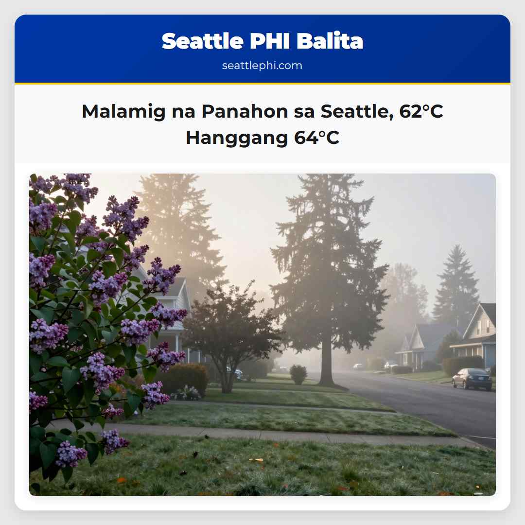 Malamig na Panahon sa Seattle 62°C Hanggang 64°C