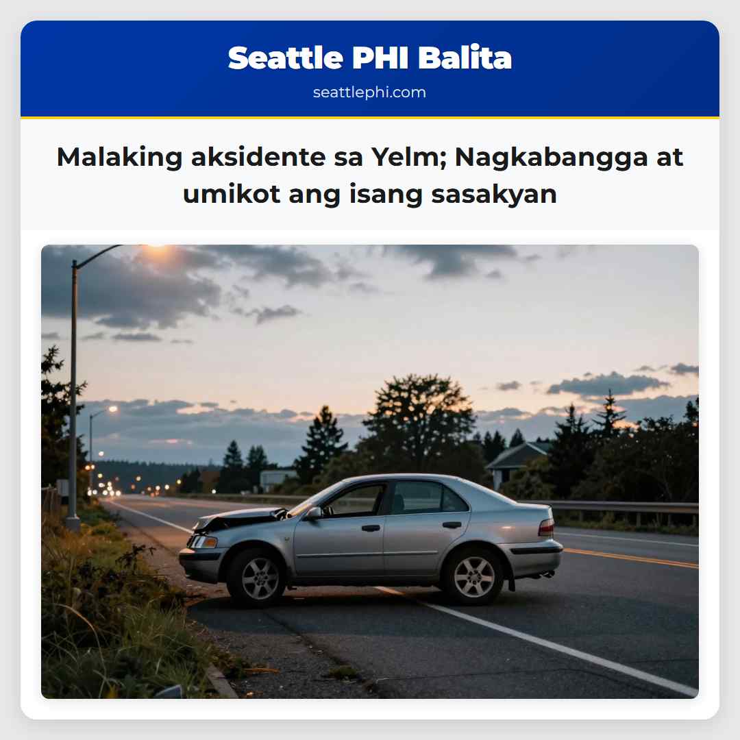 Malaking aksidente sa Yelm Nagkabangga at umikot ang isang sasakyan