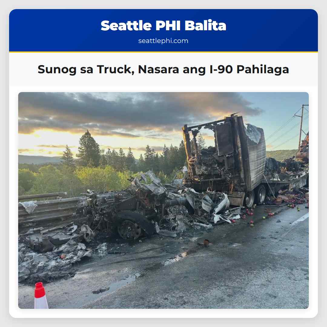 Sunog sa Truck Nasara ang I-90 Pahilaga