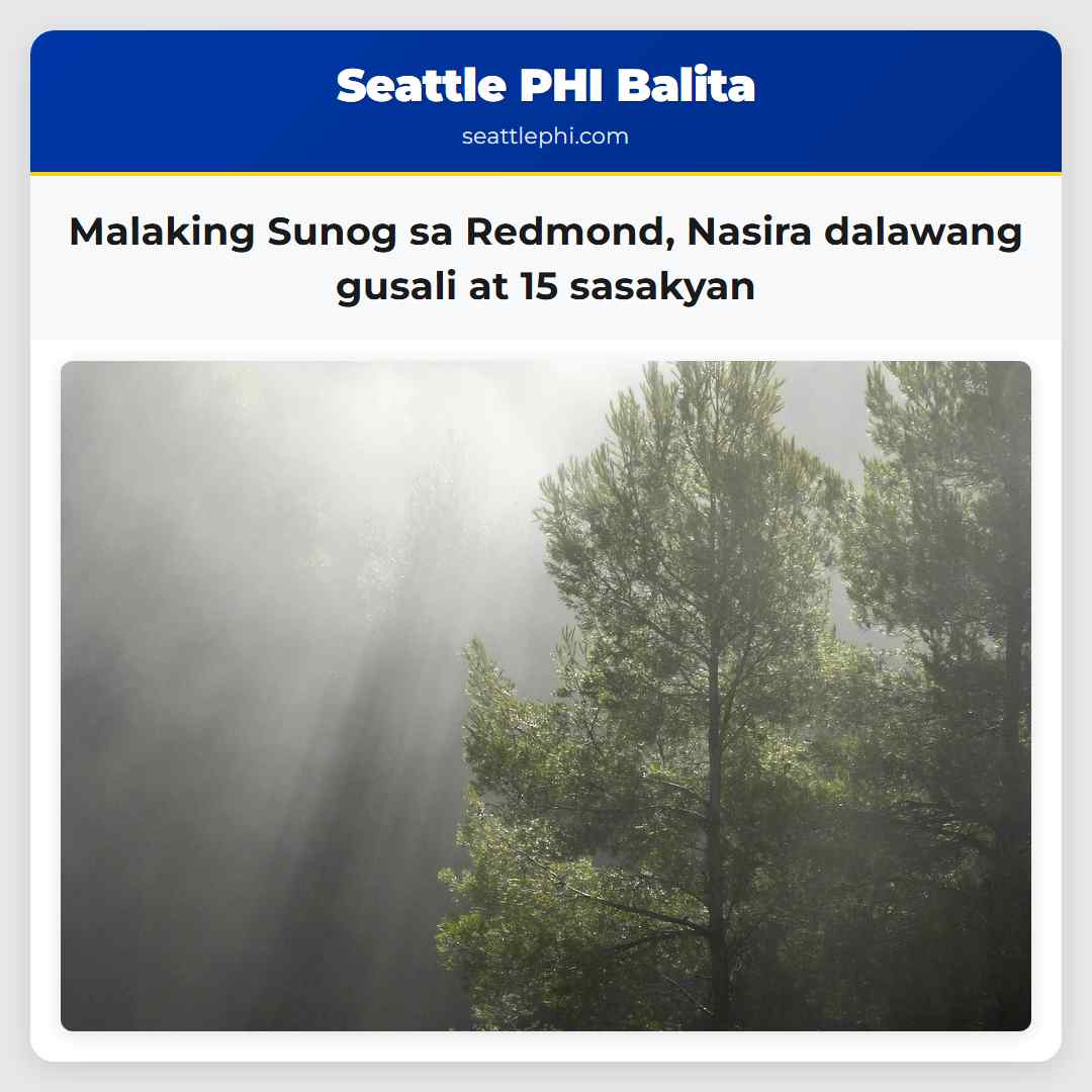 Malaking Sunog sa Redmond Nasira dalawang gusali at 15 sasakyan