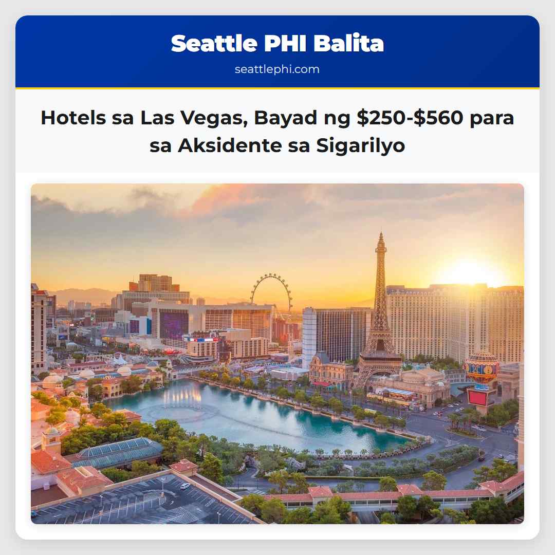 Hotels sa Las Vegas Bayad ng $250-$560 para sa Aksidente sa Sigarilyo