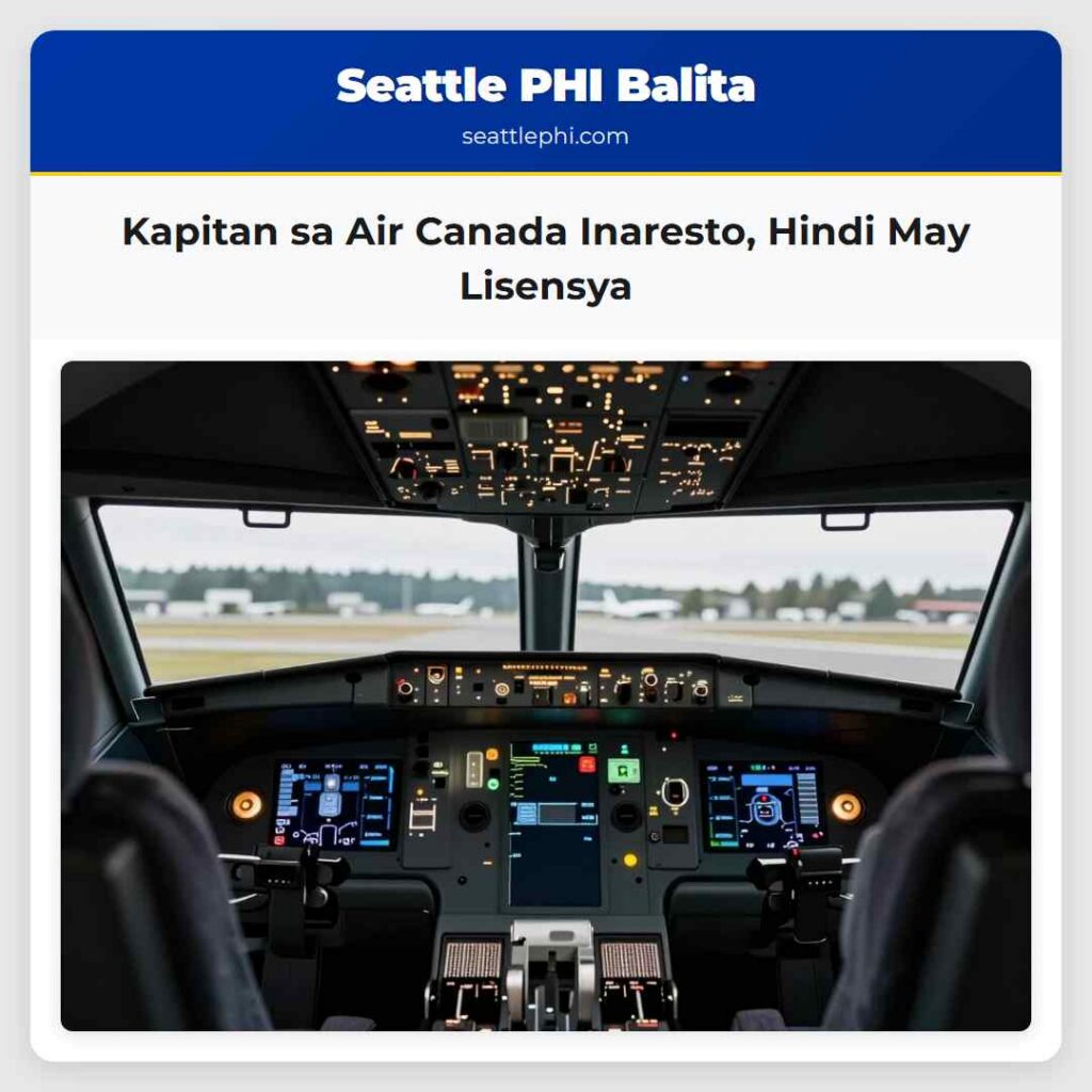 Kapitan sa Air Canada Inaresto, Hindi May Lisensya