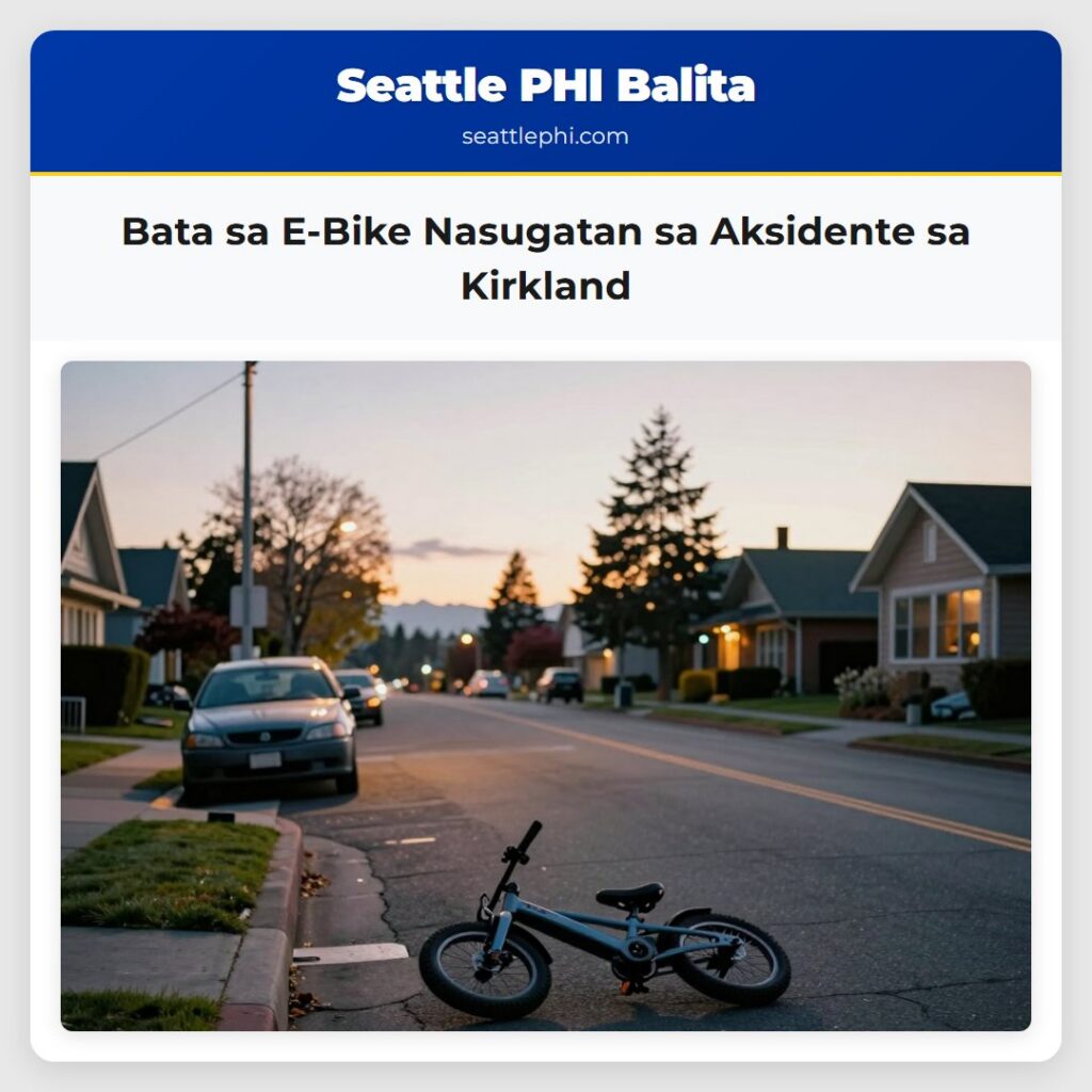 Bata sa E-Bike Nasugatan sa Aksidente sa Kirkland