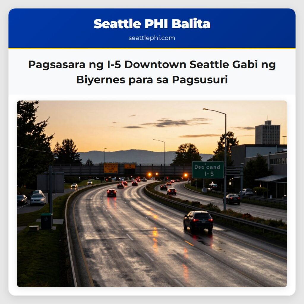 Pagsasara ng I-5 Downtown Seattle Gabi ng