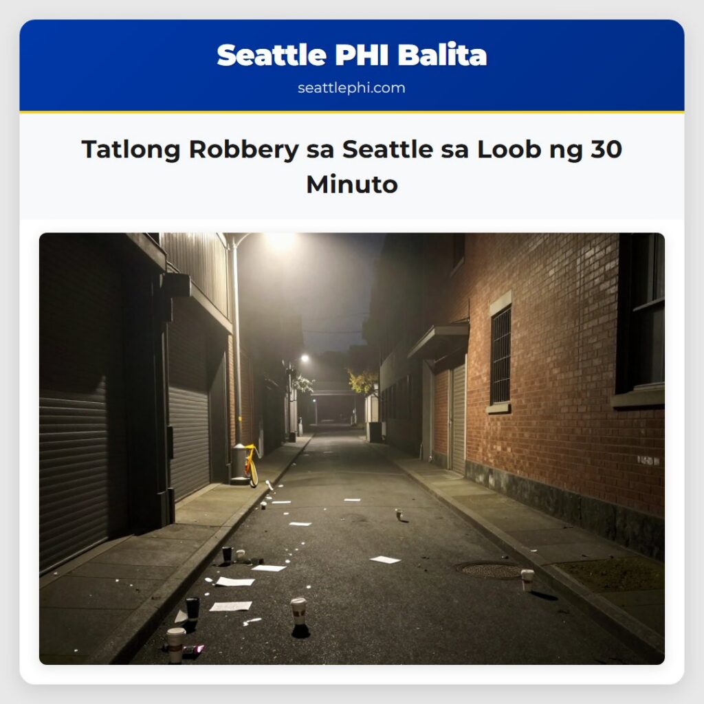 Tatlong Robbery sa Seattle sa Loob ng 30 Minuto