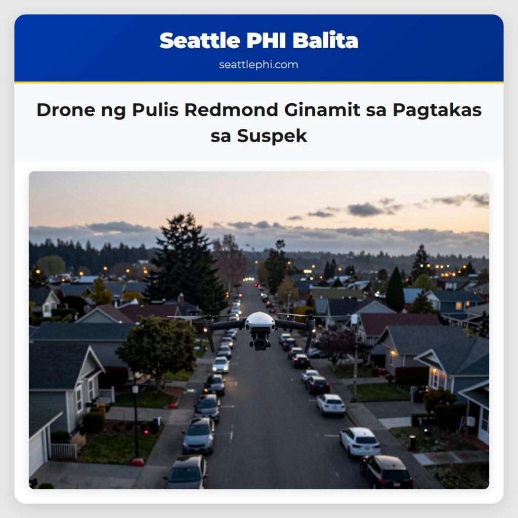 Drone ng Pulis Redmond Ginamit sa Pagtakas sa