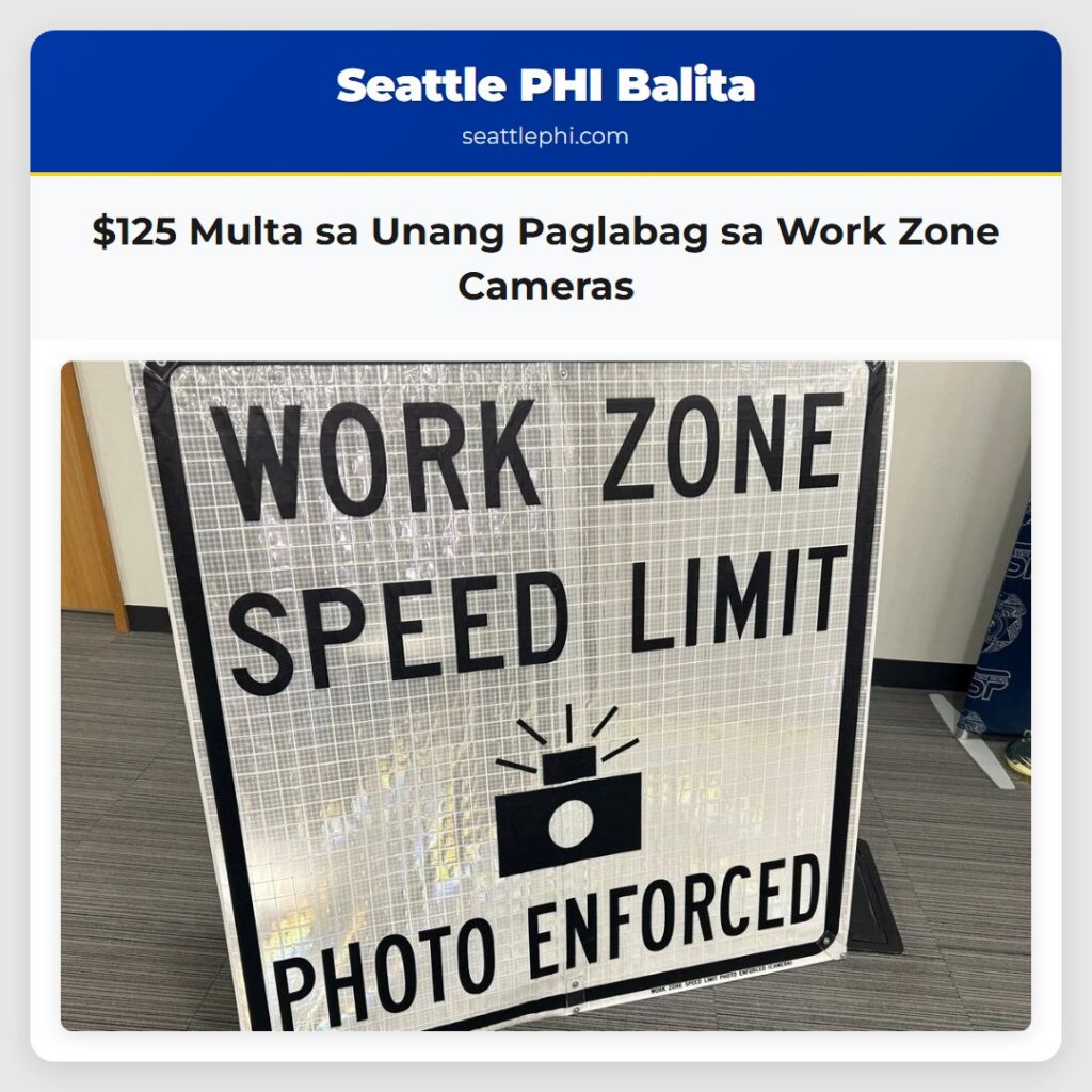 $125 Multa sa Unang Paglabag sa Work Zone Cameras