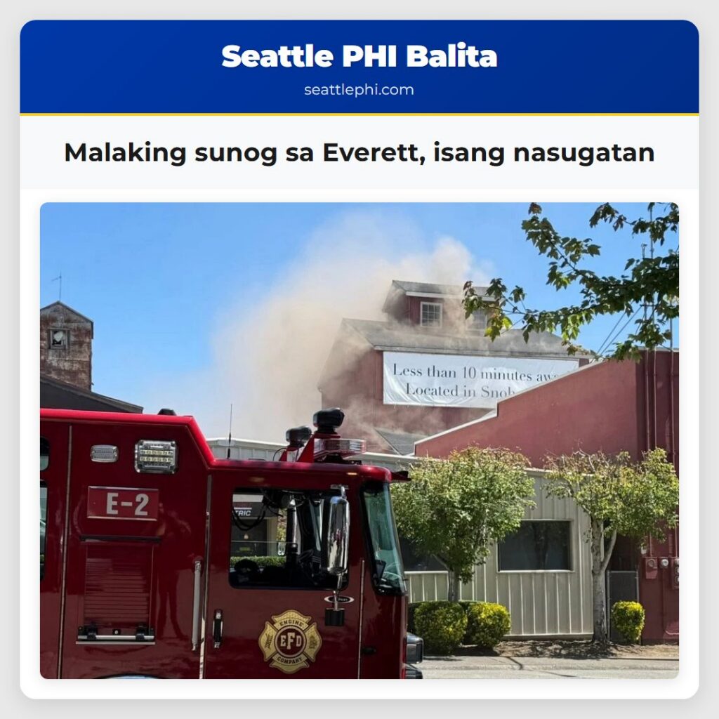 Malaking sunog sa Everett, isang nasugatan