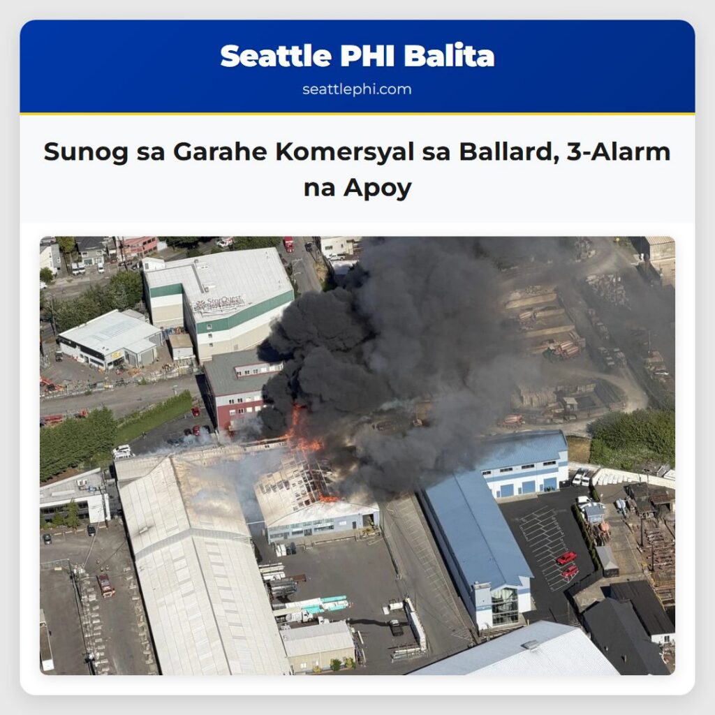 Sunog sa Garahe Komersyal sa Ballard, 3-Alarm na