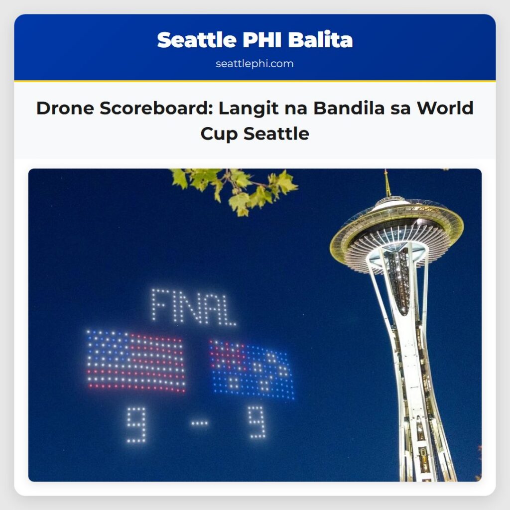 Drone Scoreboard Langit na Bandila sa World Cup Seattle
