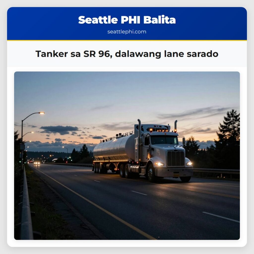 Tanker sa SR 96, dalawang lane sarado